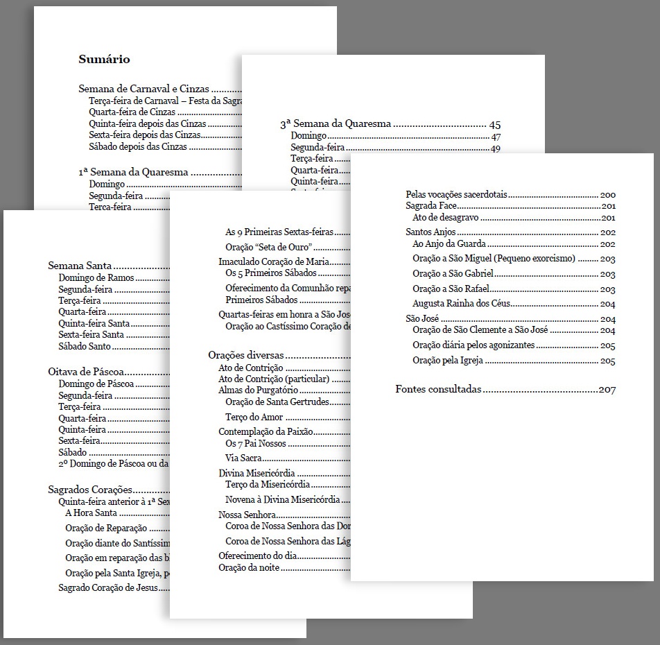 sumário do livro Quaresma devocional